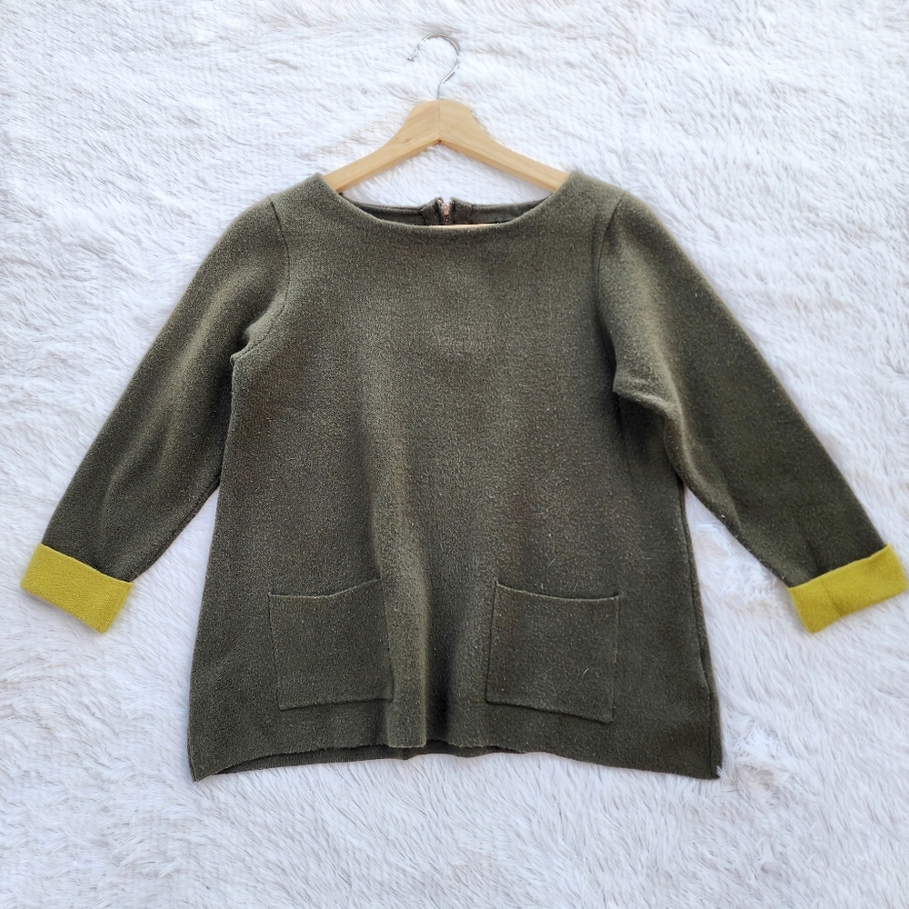 Cynthia Rowley Olive Green Oversized Pocket Knit Sweater